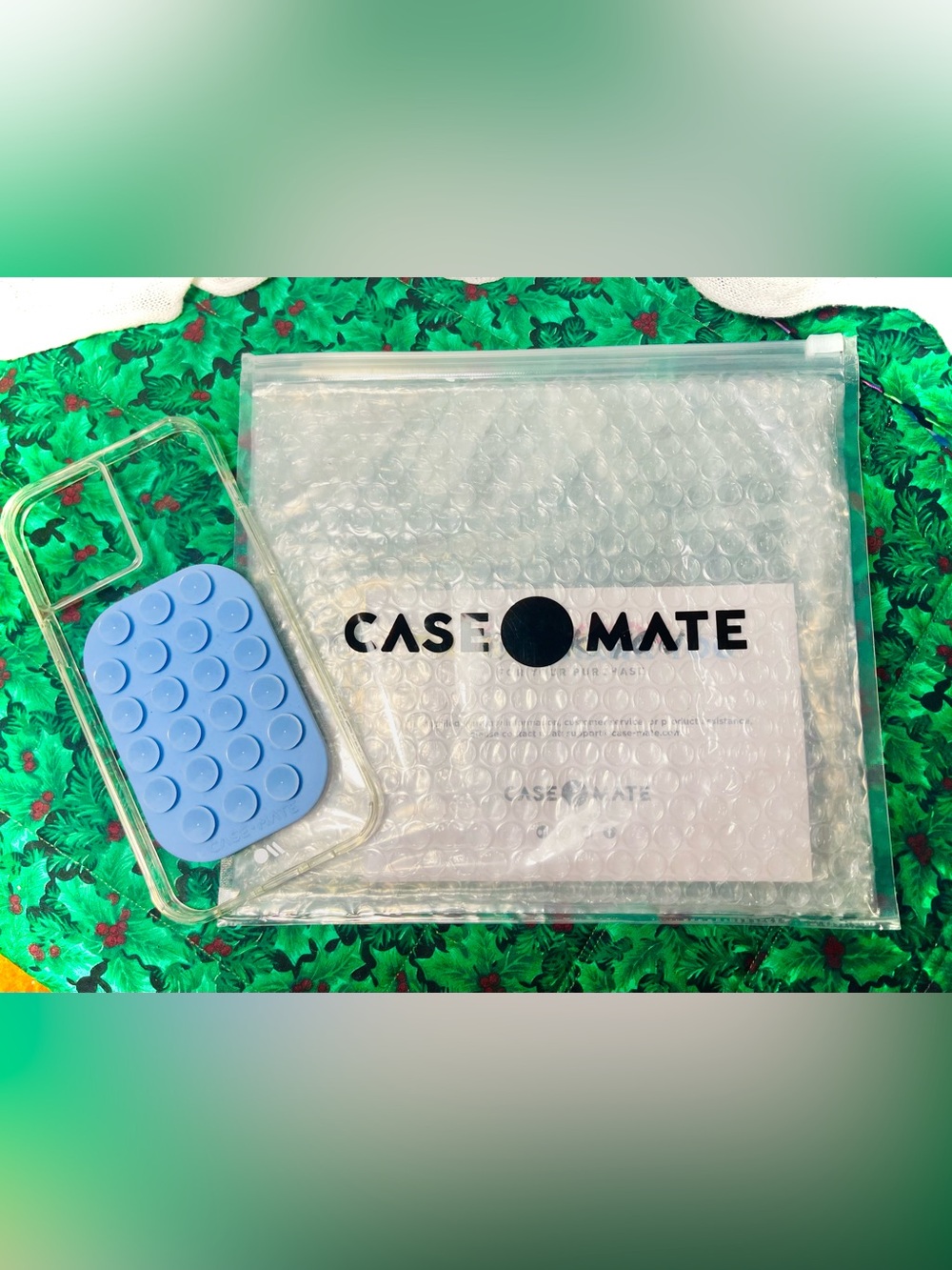 e: Like New Case-Mate Clear Case & Blue "Stick It" Suction Mount - iPhone 12 Pro